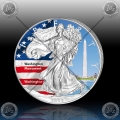 1oz ZDA $1 "No8 Silver Eagle 2015 - Washington Monument " BARVNI